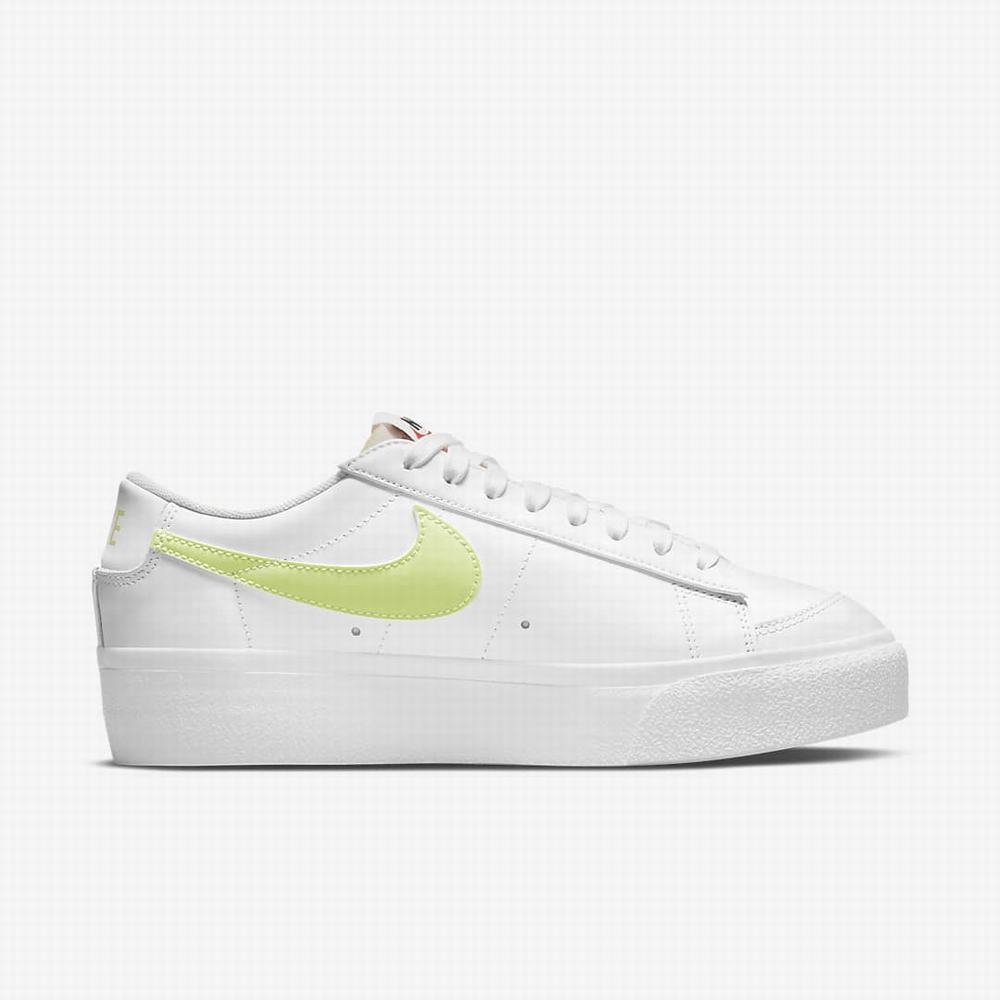 Tenisky Nike Blazer Low Platforme Damske Biele Čierne Svetlo Citrón | SK094361