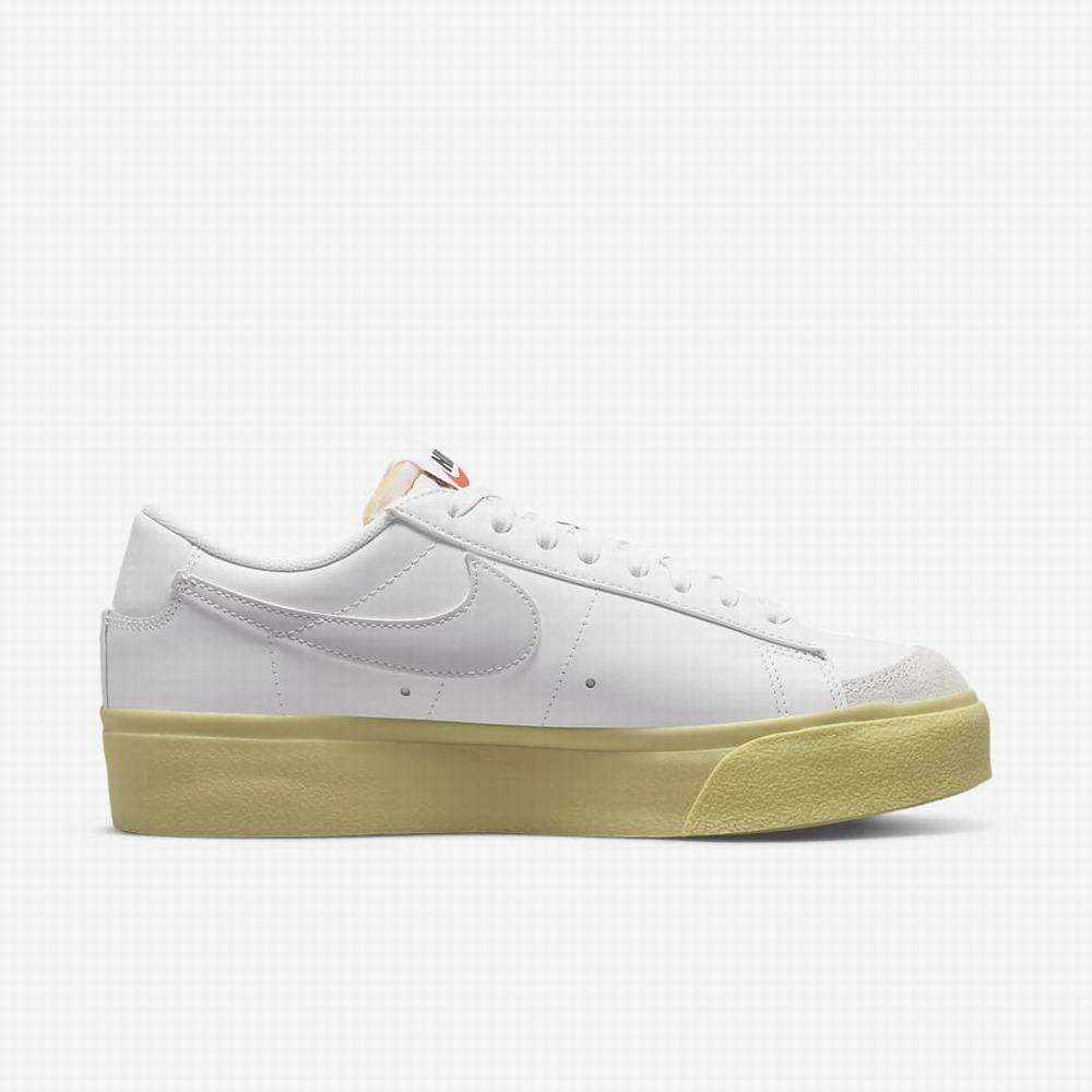 Tenisky Nike Blazer Low Platforme Damske Biele Citrón Modre Svetlomodrá Čierne Biele | SK102547