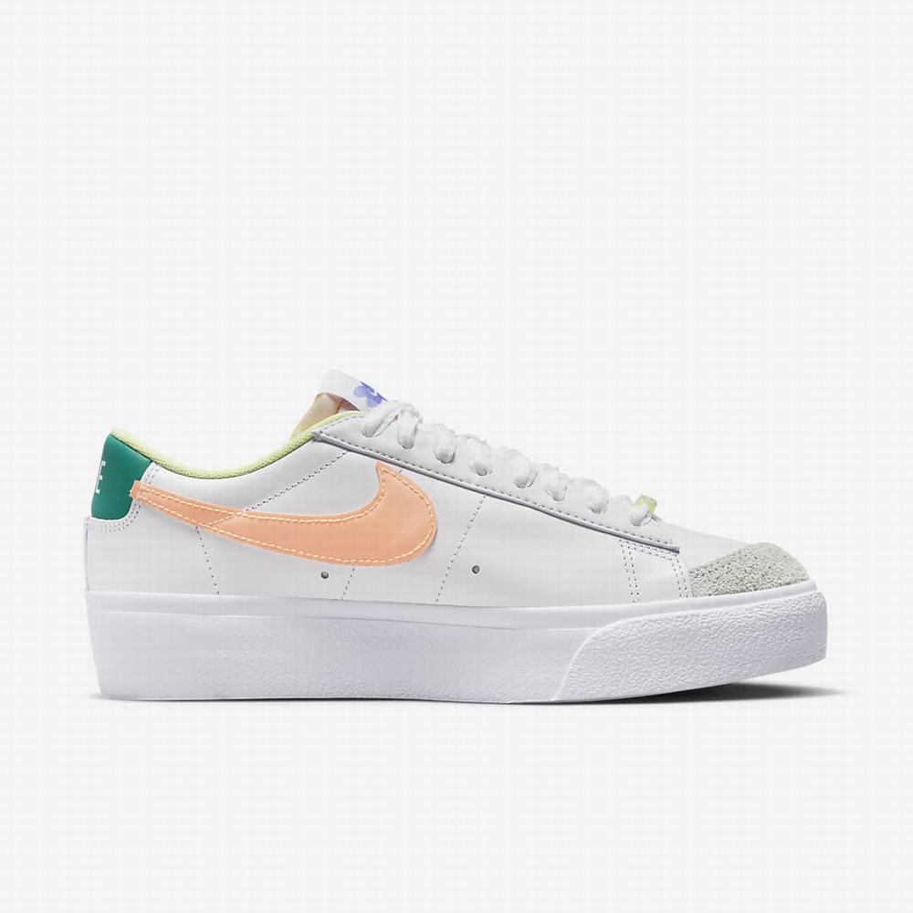 Tenisky Nike Blazer Low Platforme Damske Biele Svetlo Zelene Krém | SK659320