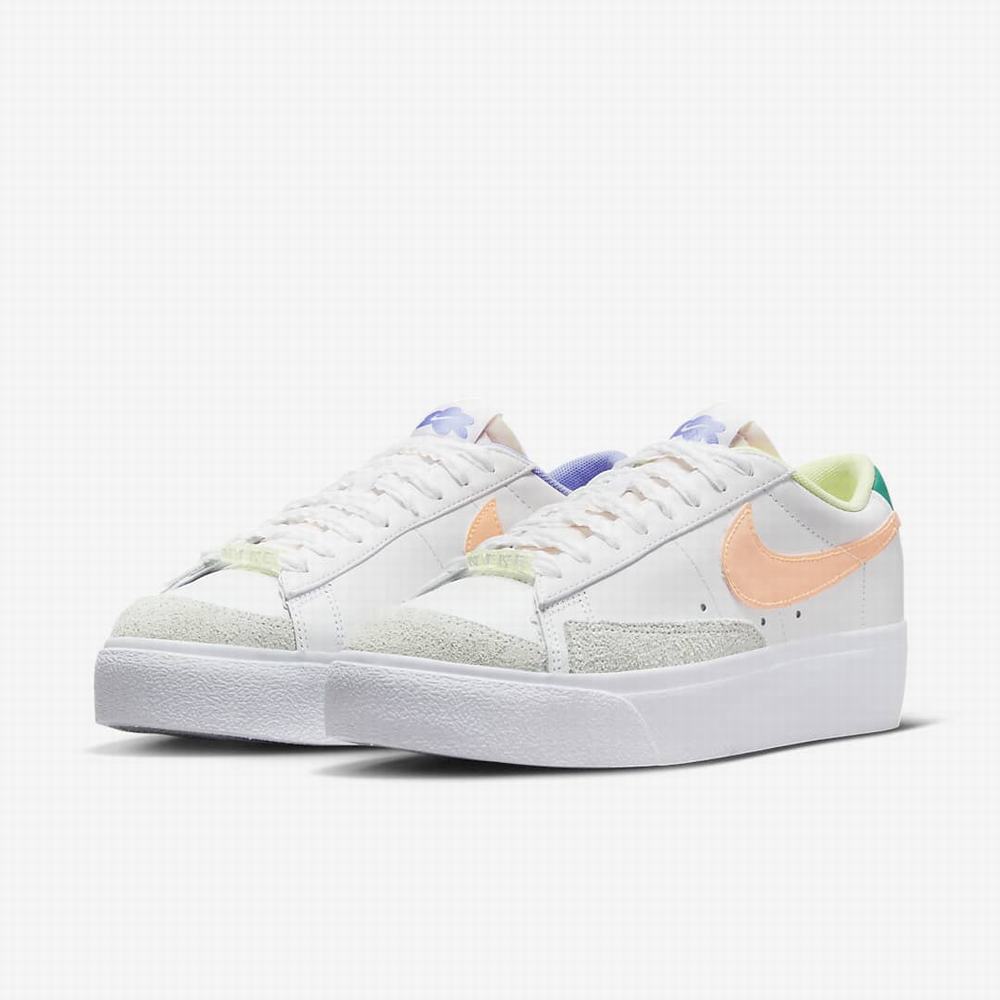 Tenisky Nike Blazer Low Platforme Damske Biele Svetlo Zelene Krém | SK659320