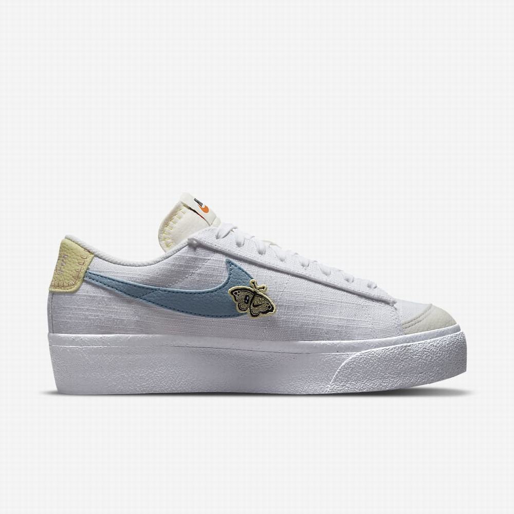 Tenisky Nike Blazer Low Platforme Next Nature Damske Biele Ruzove Biele Modre | SK850437