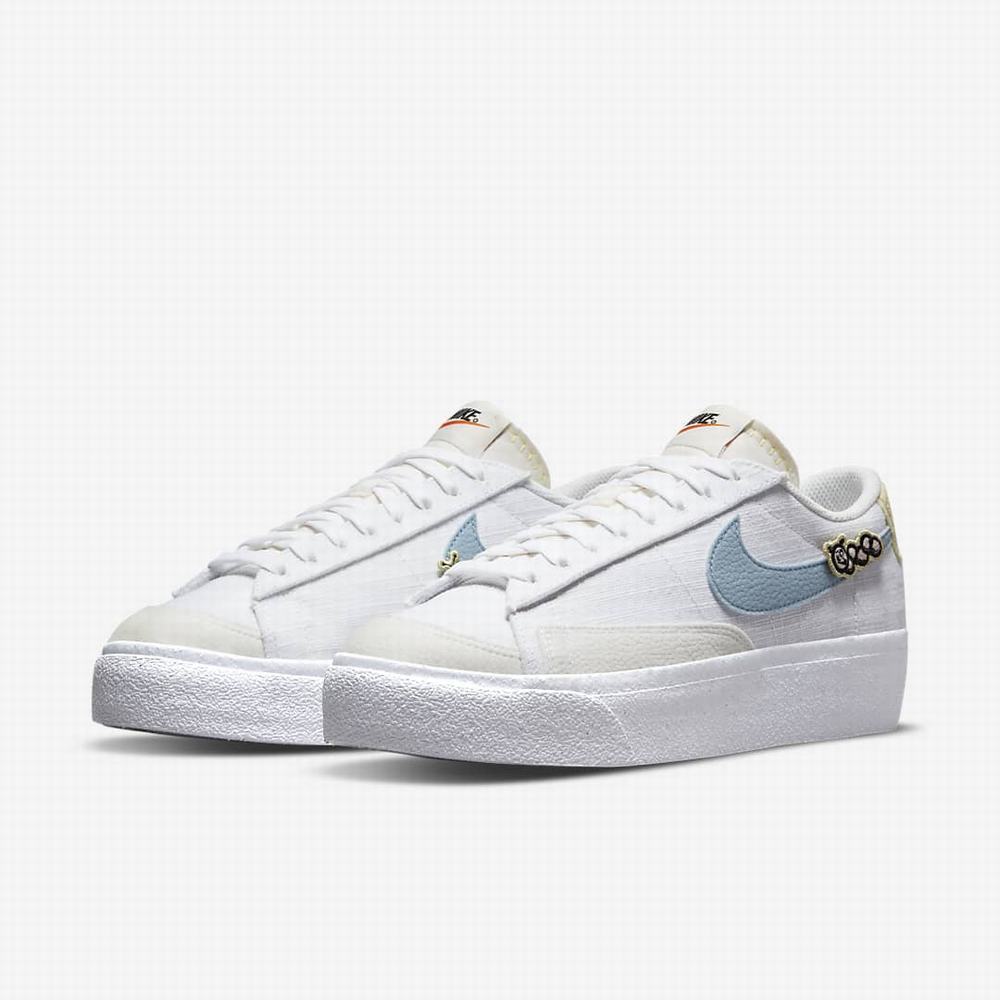 Tenisky Nike Blazer Low Platforme Next Nature Damske Biele Ruzove Biele Modre | SK850437