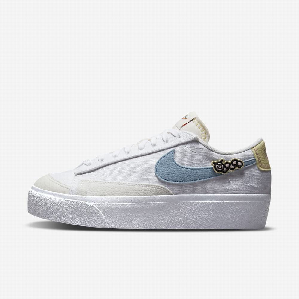 Tenisky Nike Blazer Low Platforme Next Nature Damske Biele Ruzove Biele Modre | SK850437