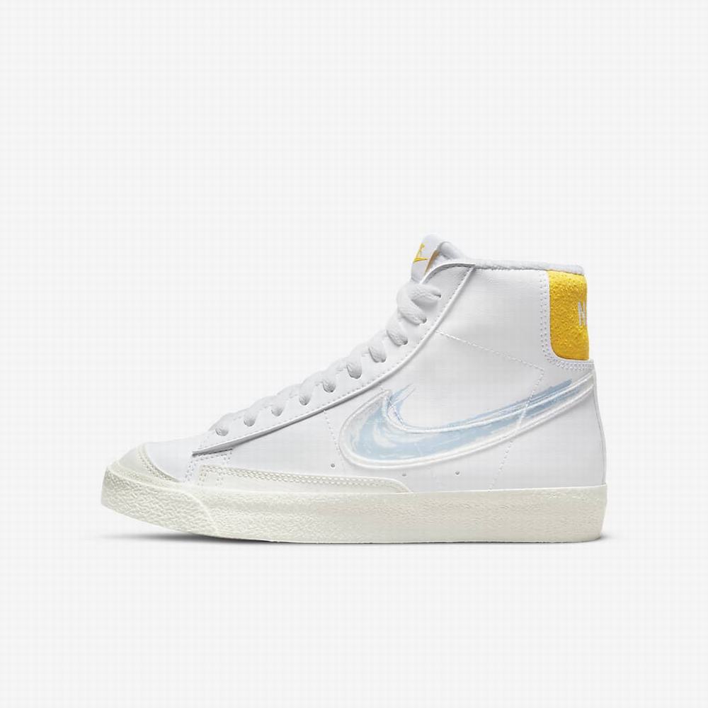 Tenisky Nike Blazer Mid \'77 Detske Biele Kráľovská Modrá | SK102498