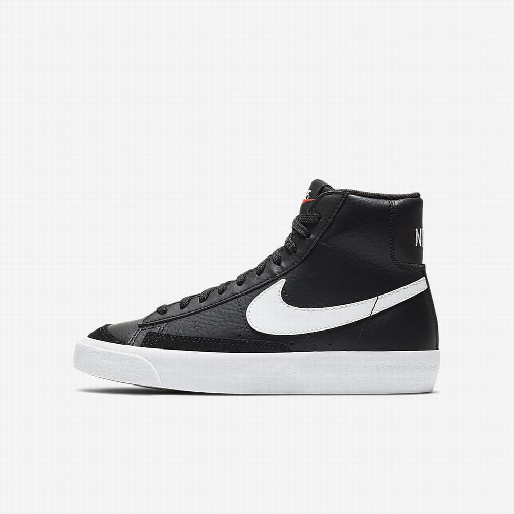 Tenisky Nike Blazer Mid \'77 Detske Čierne Biele Oranžové | SK180546