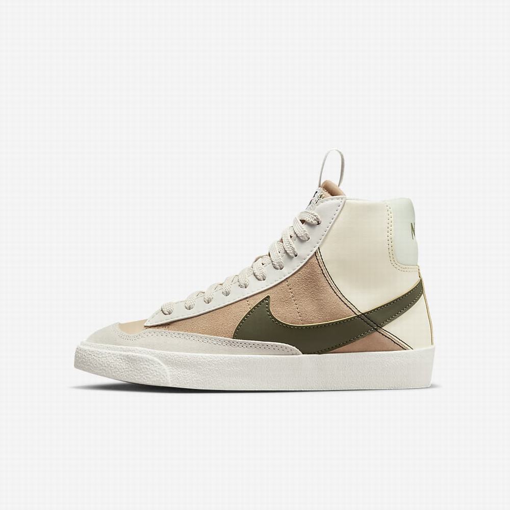 Tenisky Nike Blazer Mid \'77 SE Dance Detske Hnede Svetlo Strieborne Olivovo Zelená | SK697385