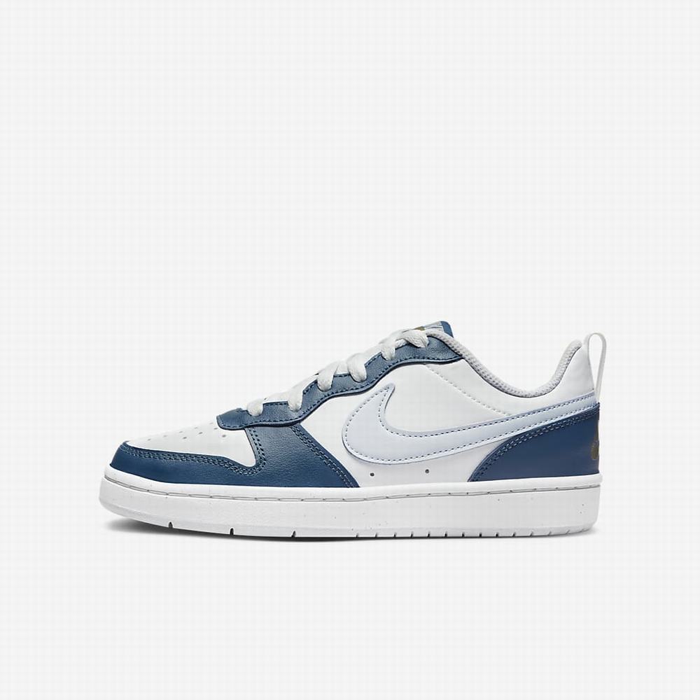 Tenisky Nike Court Borough Low 2 Detske Biele Modre Platina | SK564810