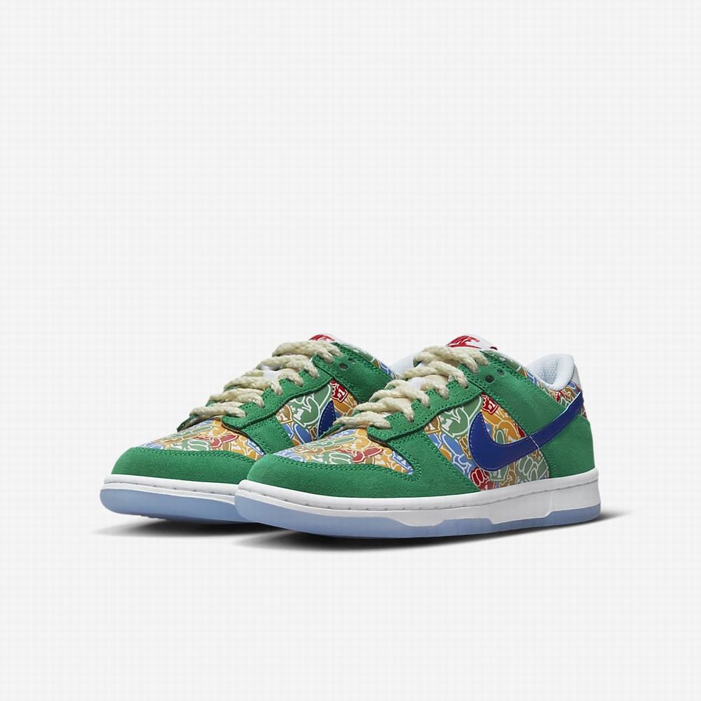 Tenisky Nike Dunk Low Detske Zelene Biele Červené Kráľovská Modrá | SK082637