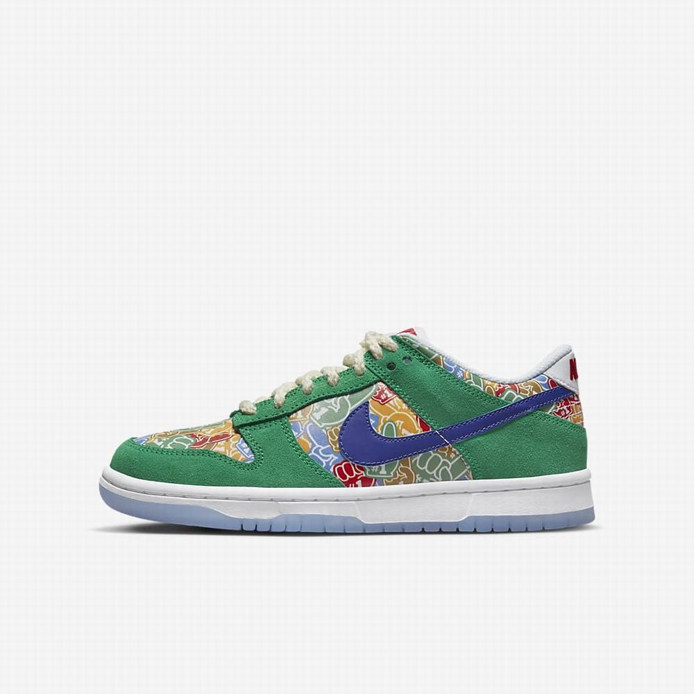 Tenisky Nike Dunk Low Detske Zelene Biele Červené Kráľovská Modrá | SK082637