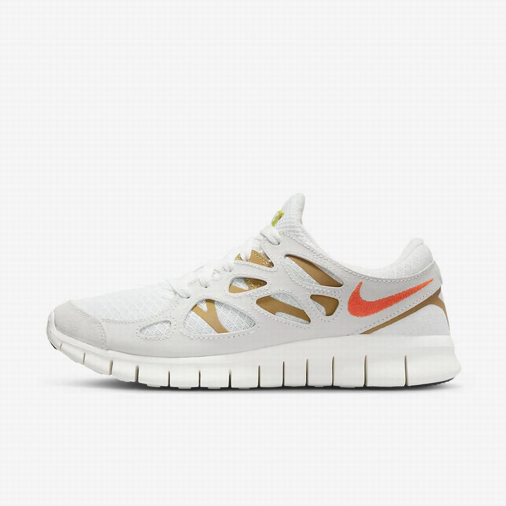 Tenisky Nike Free Run 2 Damske Biele Zlate Oranžové | SK683571