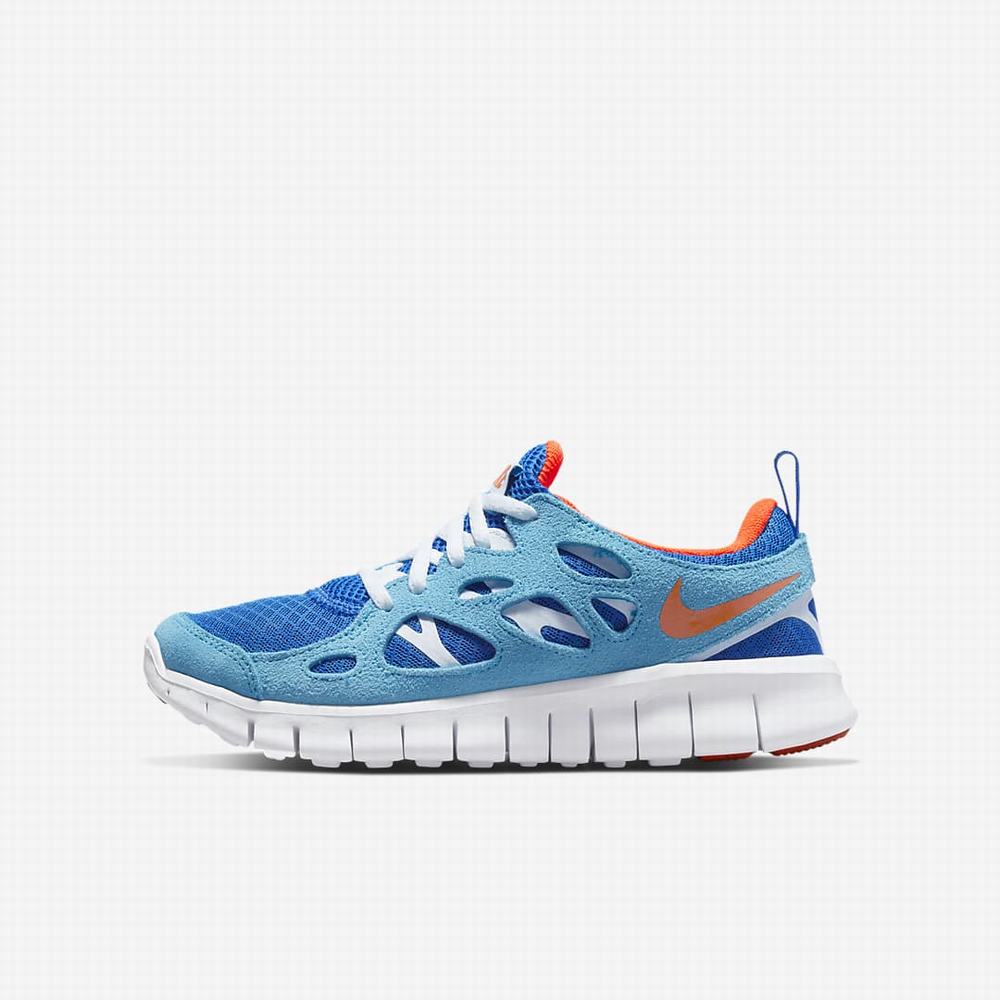 Tenisky Nike Free Run 2 Detske Modre Kráľovská Modrá Biele Oranžové | SK540879