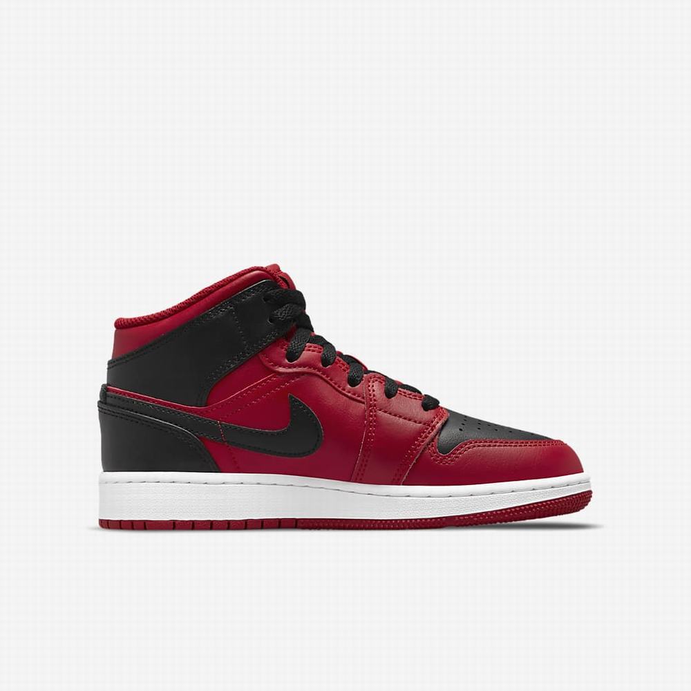 Tenisky Nike Jordan 1 Mid Detske Červené Biele Čierne | SK429087