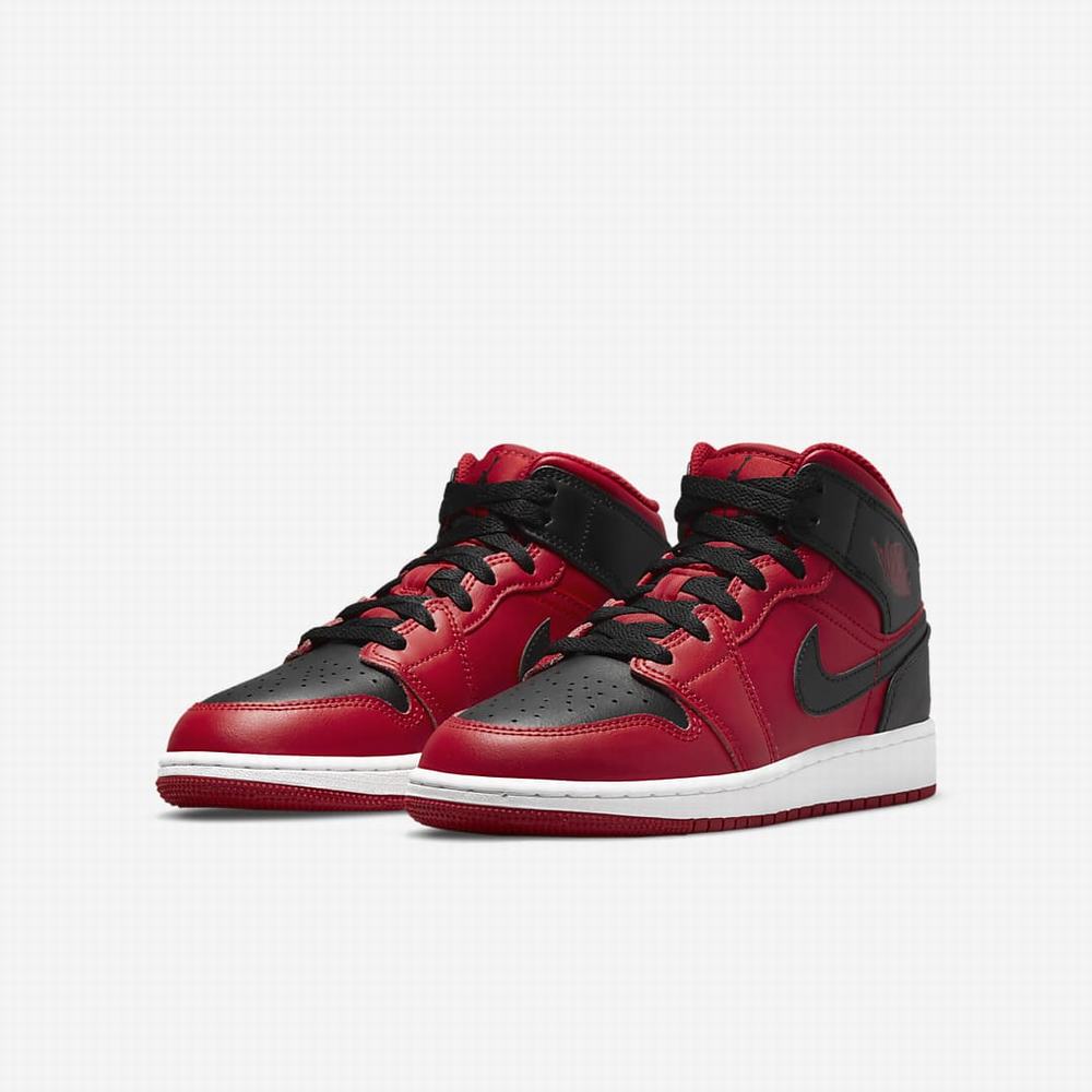 Tenisky Nike Jordan 1 Mid Detske Červené Biele Čierne | SK429087