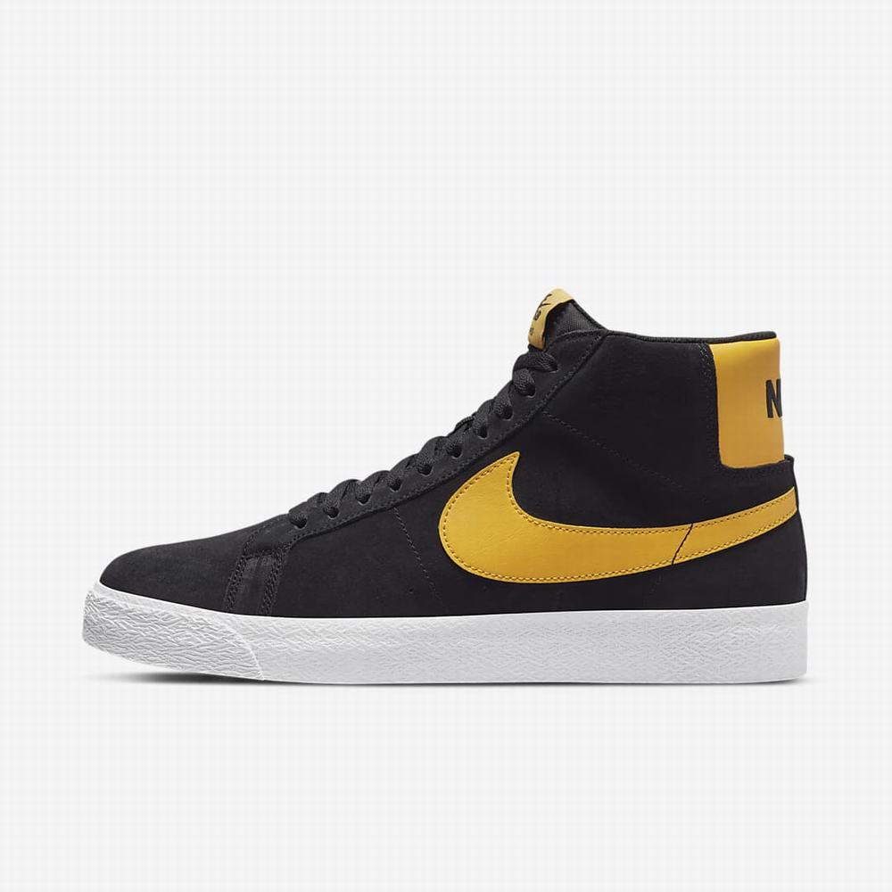 Tenisky Nike SB Zoom Blazer Mid Panske Čierne Biele Zlate | SK673512