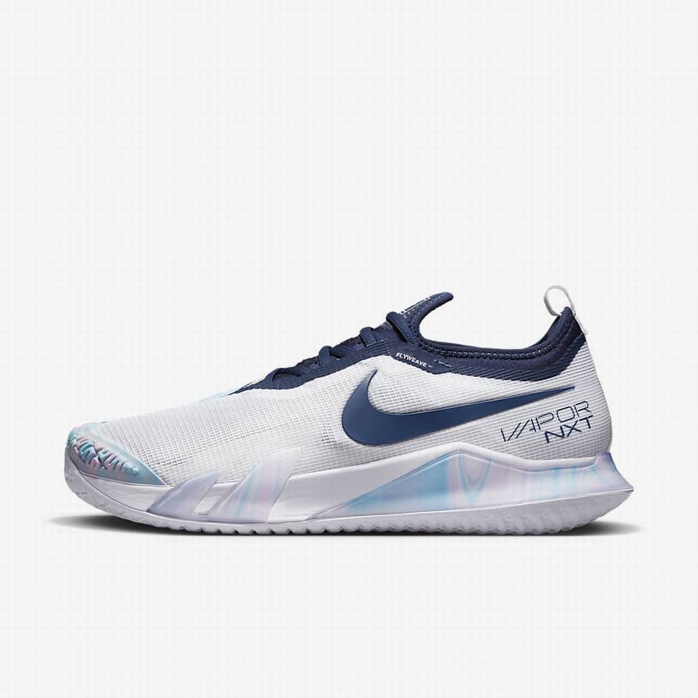 Tenisove Tenisky Nike NikeCourt React Vapor NXT Hard Court Panske Biele Námornícka Modrá | SK658193