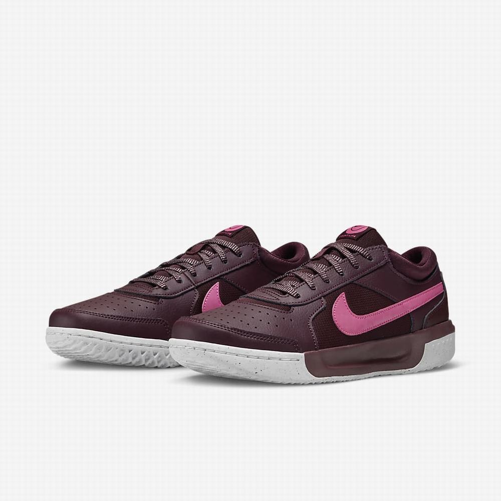 Tenisove Tenisky Nike NikeCourt Zoom Lite 3 Premium Damske Bordove Biele Ruzove | SK126987