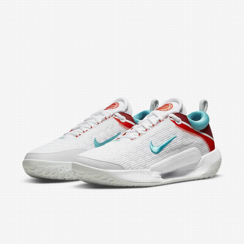 Tenisove Tenisky Nike NikeCourt Zoom NXT Hard Court Panske Biele Svetlo Strieborne Červené Modre Svetlomodrá Tyrkysové | SK134286