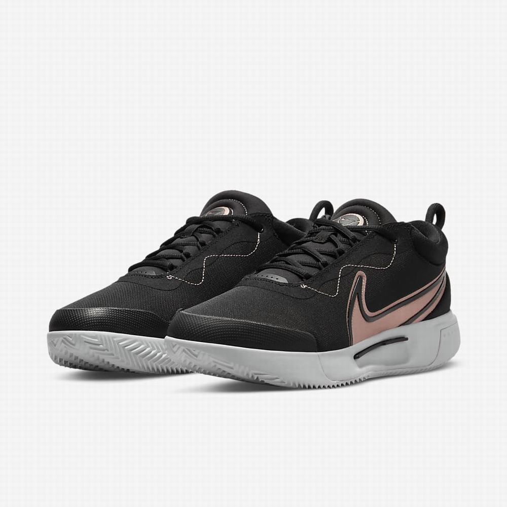 Tenisove Tenisky Nike NikeCourt Zoom Pro Damske Čierne Biele Metal Červené | SK851693