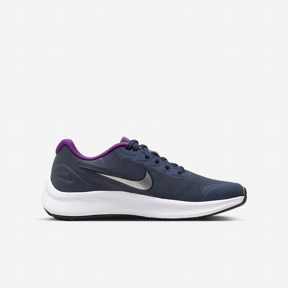 Vychadzkove Topanky Nike Star Runner 3 Detske Námornícka Modrá Nachový Metal Strieborne | SK245698