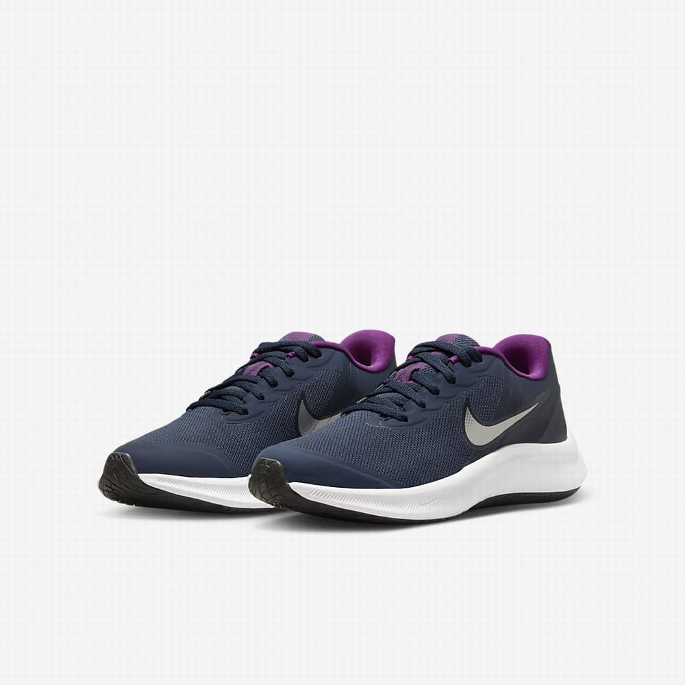 Vychadzkove Topanky Nike Star Runner 3 Detske Námornícka Modrá Nachový Metal Strieborne | SK245698