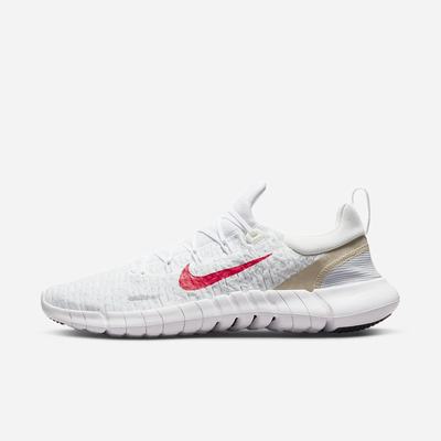 Bezecke Topanky Nike Free Run 5.0 Panske Biele Platina Červené | SK715648