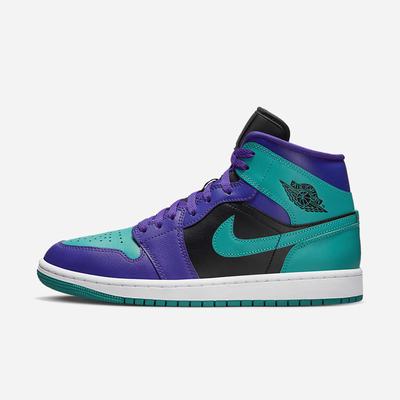 Jordan Tenisky Nike Air Jordan 1 Mid Damske Tmavo Čierne Biele Tyrkysové | SK214976