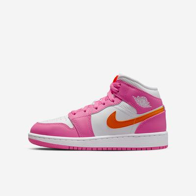 Jordan Tenisky Nike Air Jordan 1 Mid Detske Ruzove Biele Oranžové | SK041923