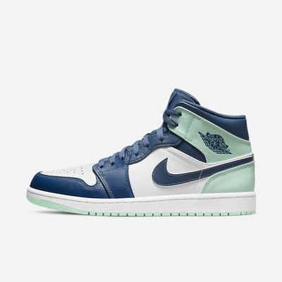 Jordan Tenisky Nike Air Jordan 1 Mid Panske Námornícka Modrá Biele Tyrkysové | SK137825