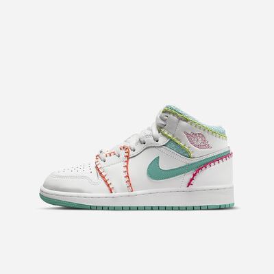 Jordan Tenisky Nike Air Jordan 1 Mid SE Detske Biele Ruzove Oranžové Modre Svetlomodrá Tyrkysové | SK209431