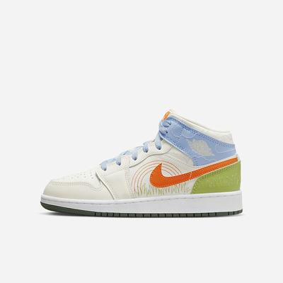 Jordan Tenisky Nike Air Jordan 1 Mid SE Detske Béžové Modre Zelene Oranžové | SK741620