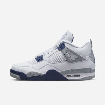 Jordan Tenisky Nike Air Jordan 4 Retro Panske Biele Svetlo Siva Červené Námornícka Modrá | SK192358