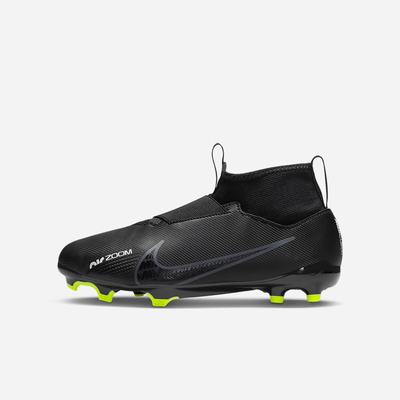 Kopačky Nike Jr. Zoom Mercurial Superfly 9 Academy FG/MG Multi-Ground Detske Čierne Biele Tmavo Siva | SK802173