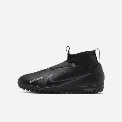 Kopačky Nike Jr. Zoom Mercurial Superfly 9 Academy TF Turf Detske Čierne Biele Tmavo Siva | SK864325