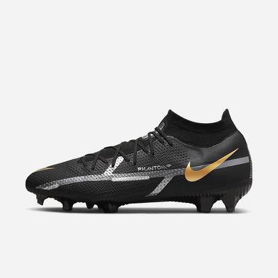 Kopačky Nike Phantom GT2 Pro Dynamic Fit FG Firm-Ground Panske Čierne Metal Zlate Metal Strieborne Metal Tmavo Siva | SK079412