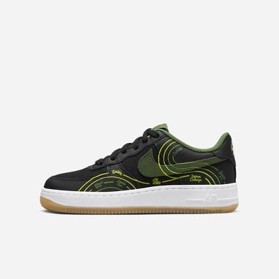 Tenisky Nike Air Force 1 LV8 Detske Čierne Biele Tmavo Siva Zelene | SK076493