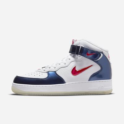 Tenisky Nike Air Force 1 Mid QS Panske Biele Námornícka Modrá Biele Červené | SK901523