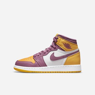 Tenisky Nike Air Jordan 1 Retro High OG Detske Zlate Biele Svetlo Bordove | SK450713