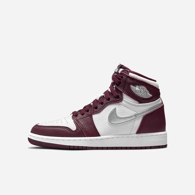 Tenisky Nike Air Jordan 1 Retro High OG Detske Bordove Biele Metal Strieborne | SK783642