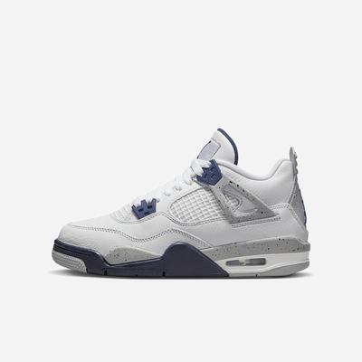 Tenisky Nike Air Jordan 4 Retro Detske Biele Svetlo Siva Červené Námornícka Modrá | SK573401