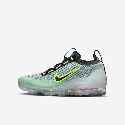 Tenisky Nike Air VaporMax 2021 Flyknit Next Nature Detske Zelene Modre Metal Strieborne Čierne | SK402957