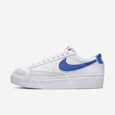 Tenisky Nike Blazer Low Platforme Damske Biele Oranžové Kráľovská Modrá | SK405217