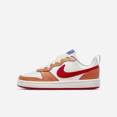 Tenisky Nike Court Borough Low 2 Detske Biele Čierne Tmavo Siva Oranžové | SK820391